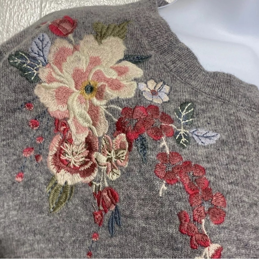 Johnny Was cashmere heavily embroidered 3/4 sleeve sweater NWT RARE - Picture 8 of 14